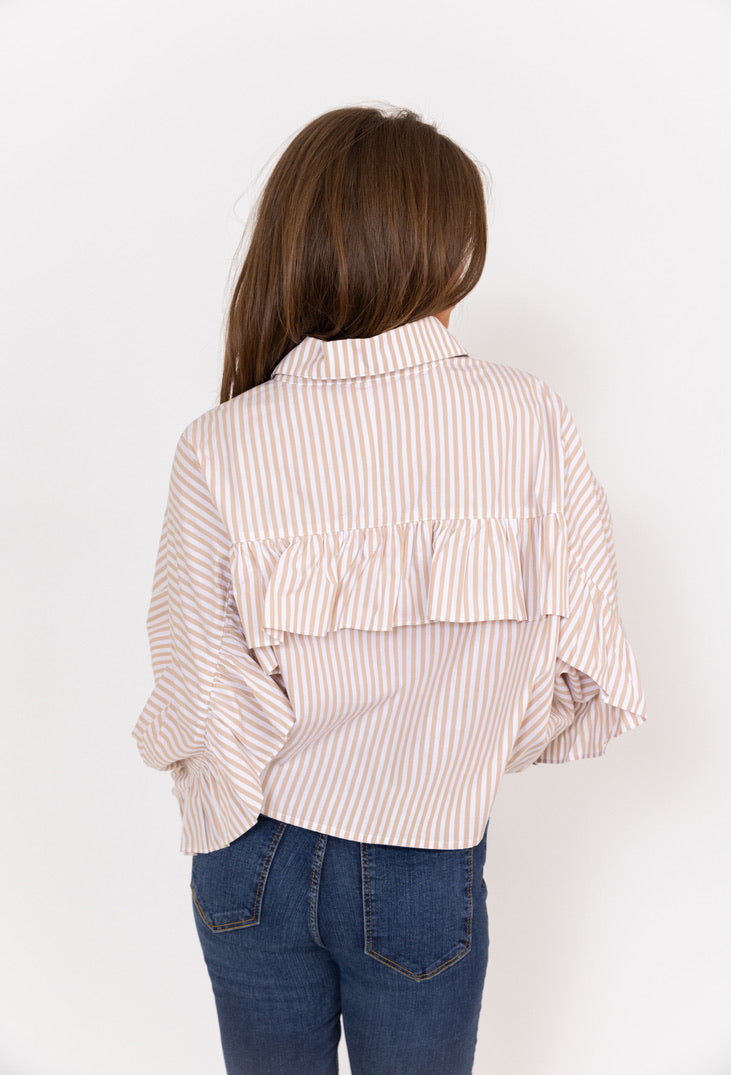 Stripe Poplin Ruffle Back Top