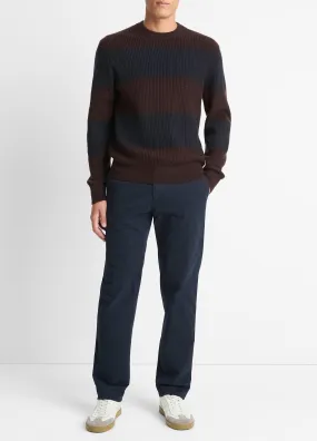 Striped Shaker-Stitch Wool-Cashmere Sweater