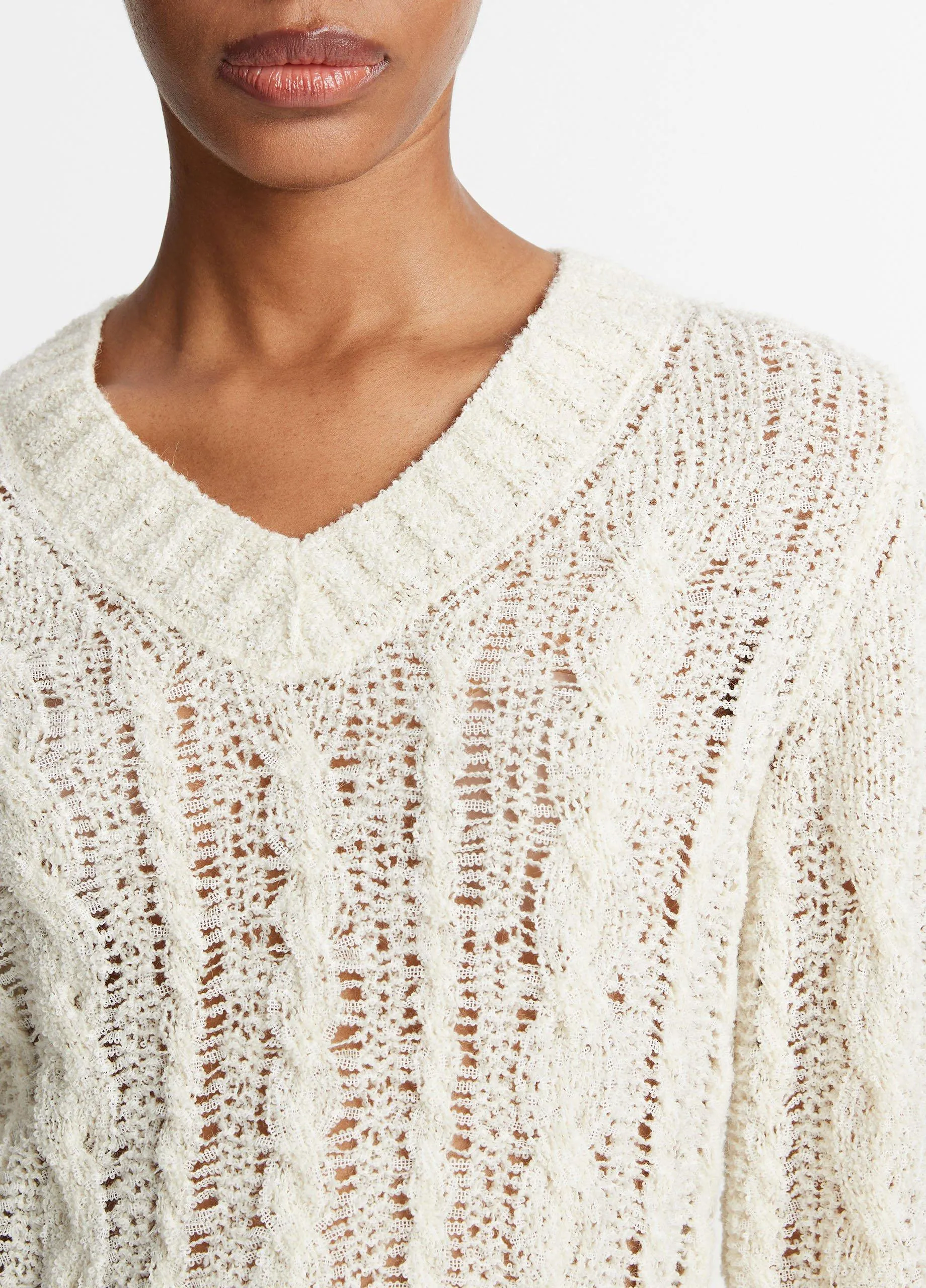 Textured Cable V-Neck Sweater