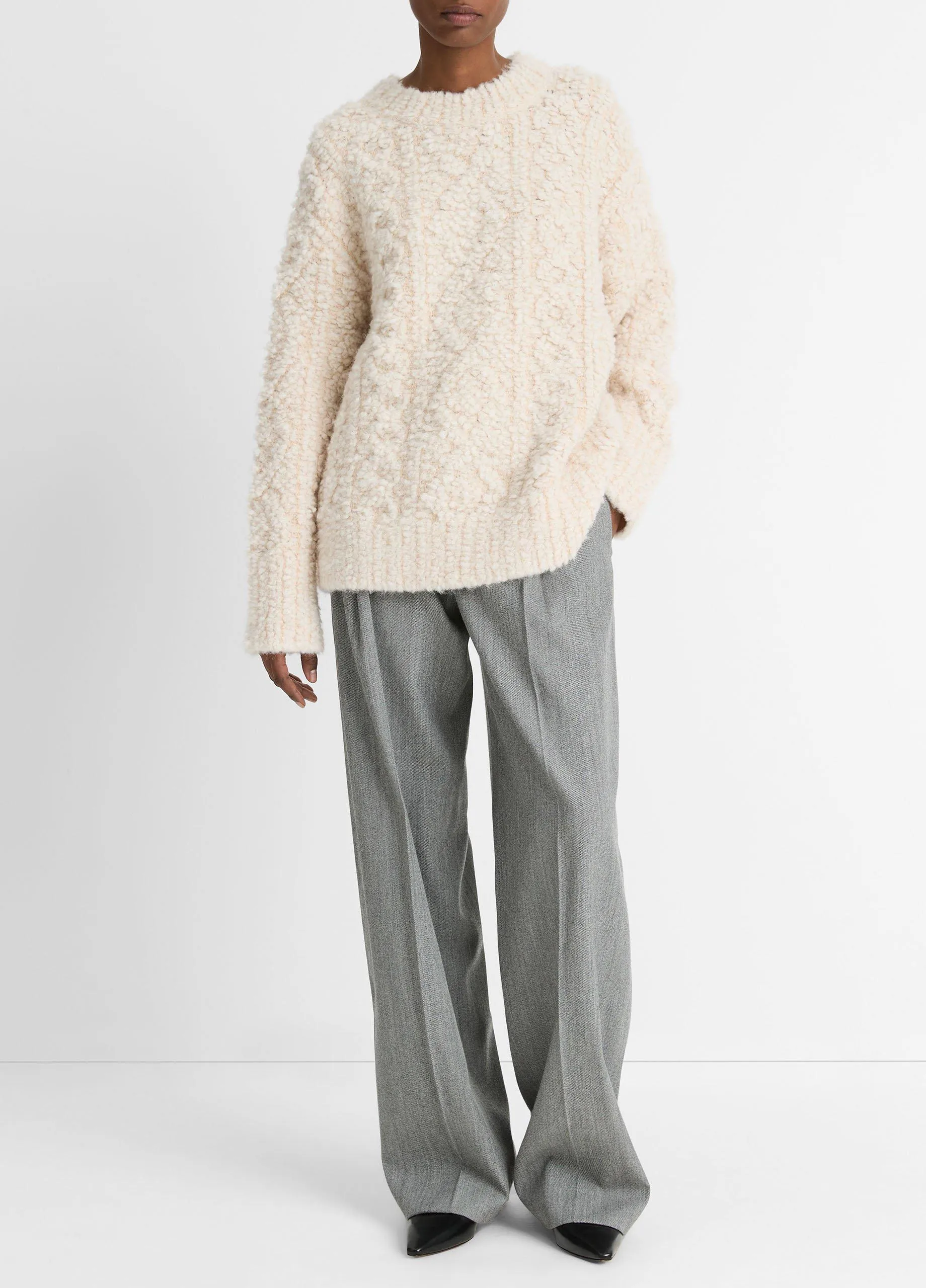 Textured Loop-Stitch Cable Wool-Blend Sweater