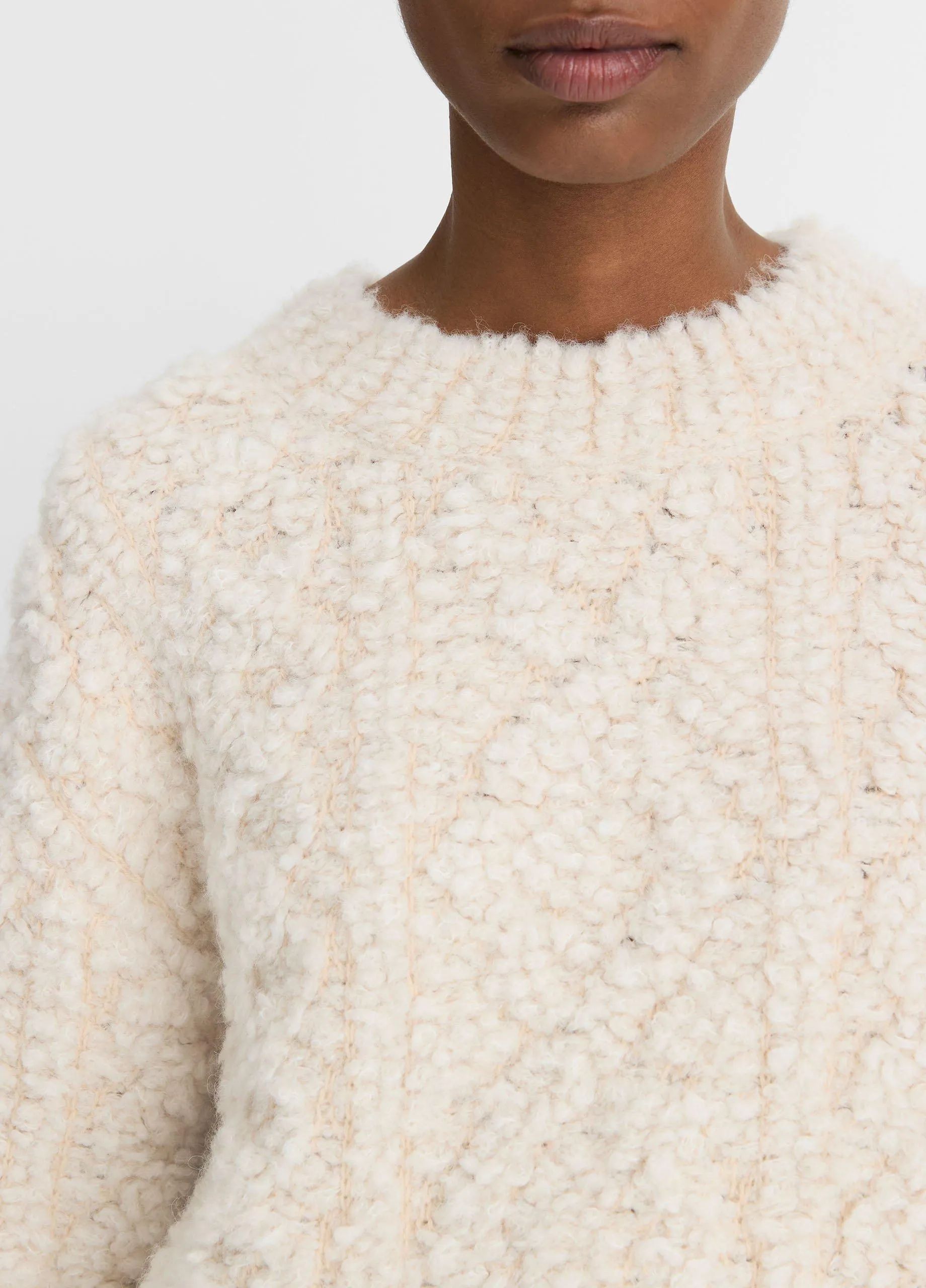 Textured Loop-Stitch Cable Wool-Blend Sweater