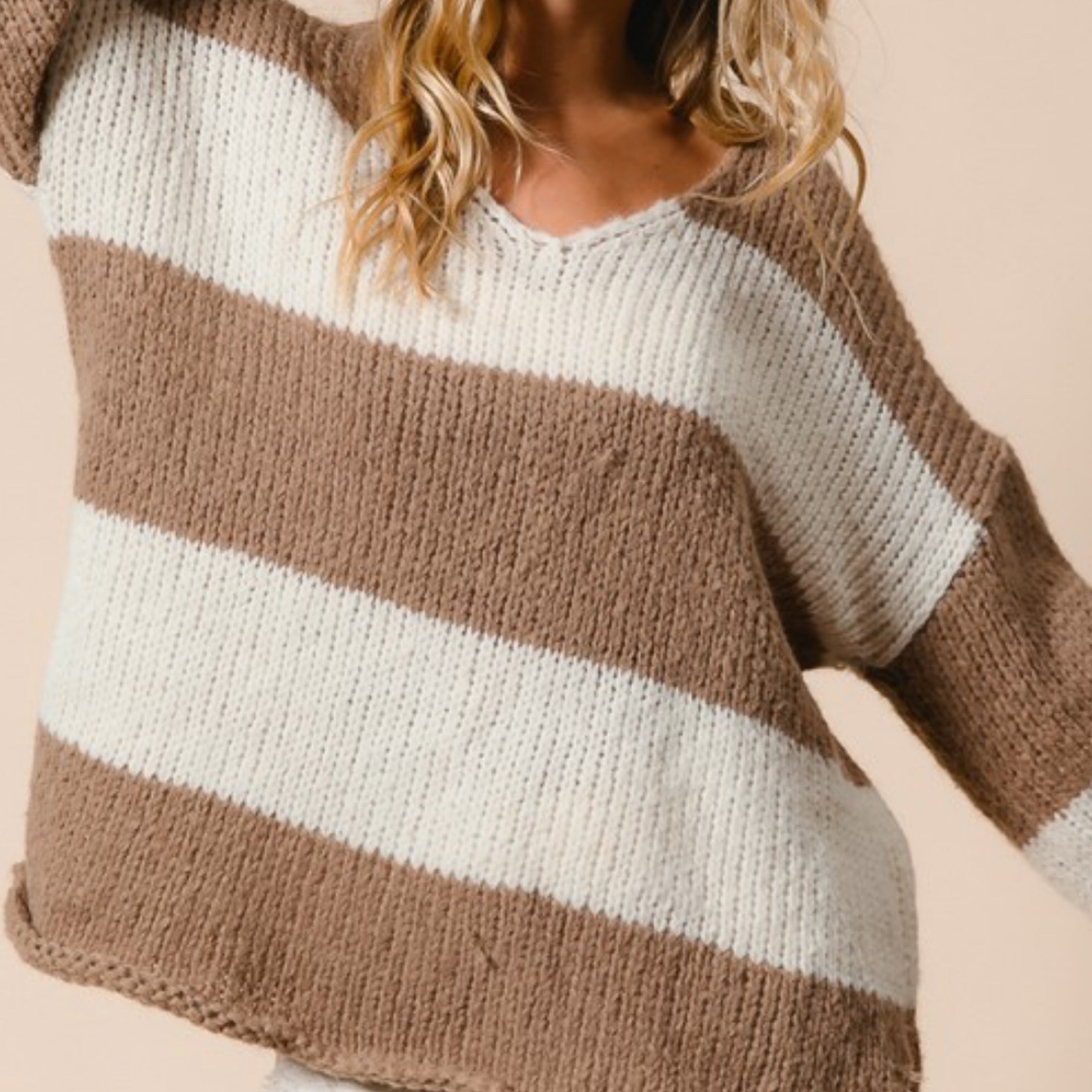 The Abbie Striped Knit V Neck Sweater