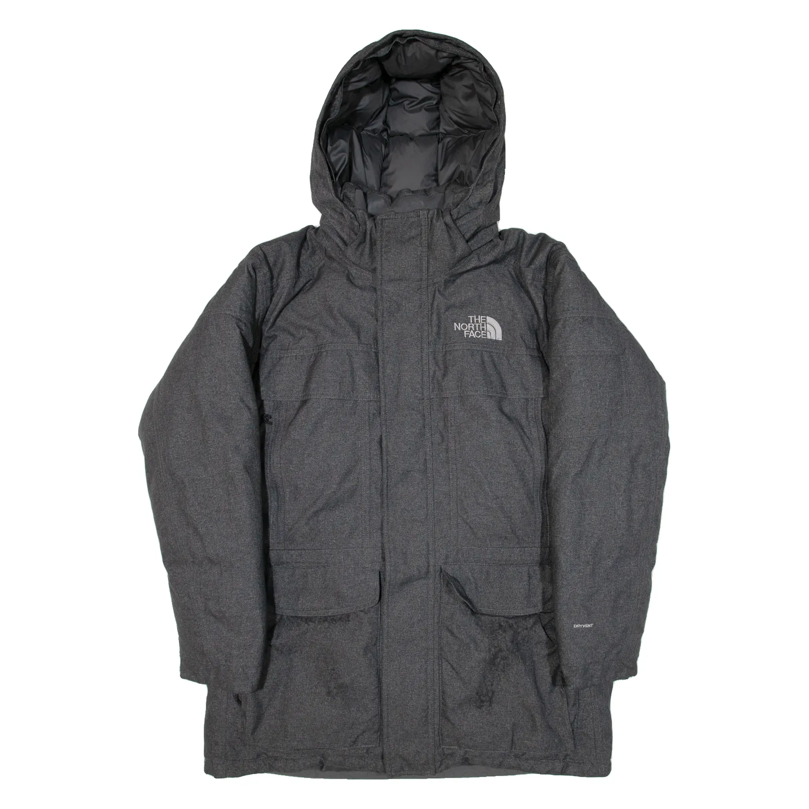 THE NORTH FACE HyVent Insulated Mens Parka Coat Grey Hooded L