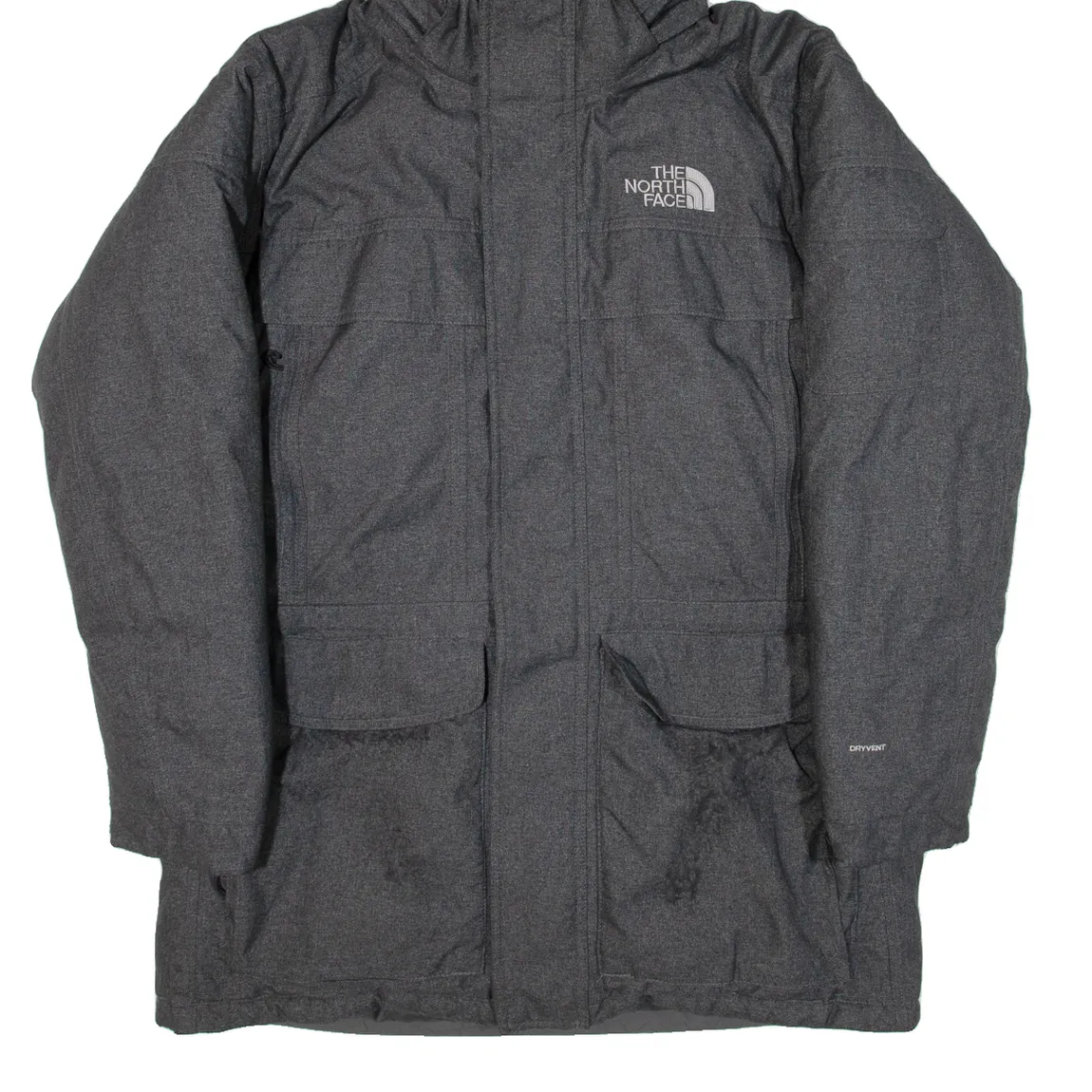 THE NORTH FACE HyVent Insulated Mens Parka Coat Grey Hooded L