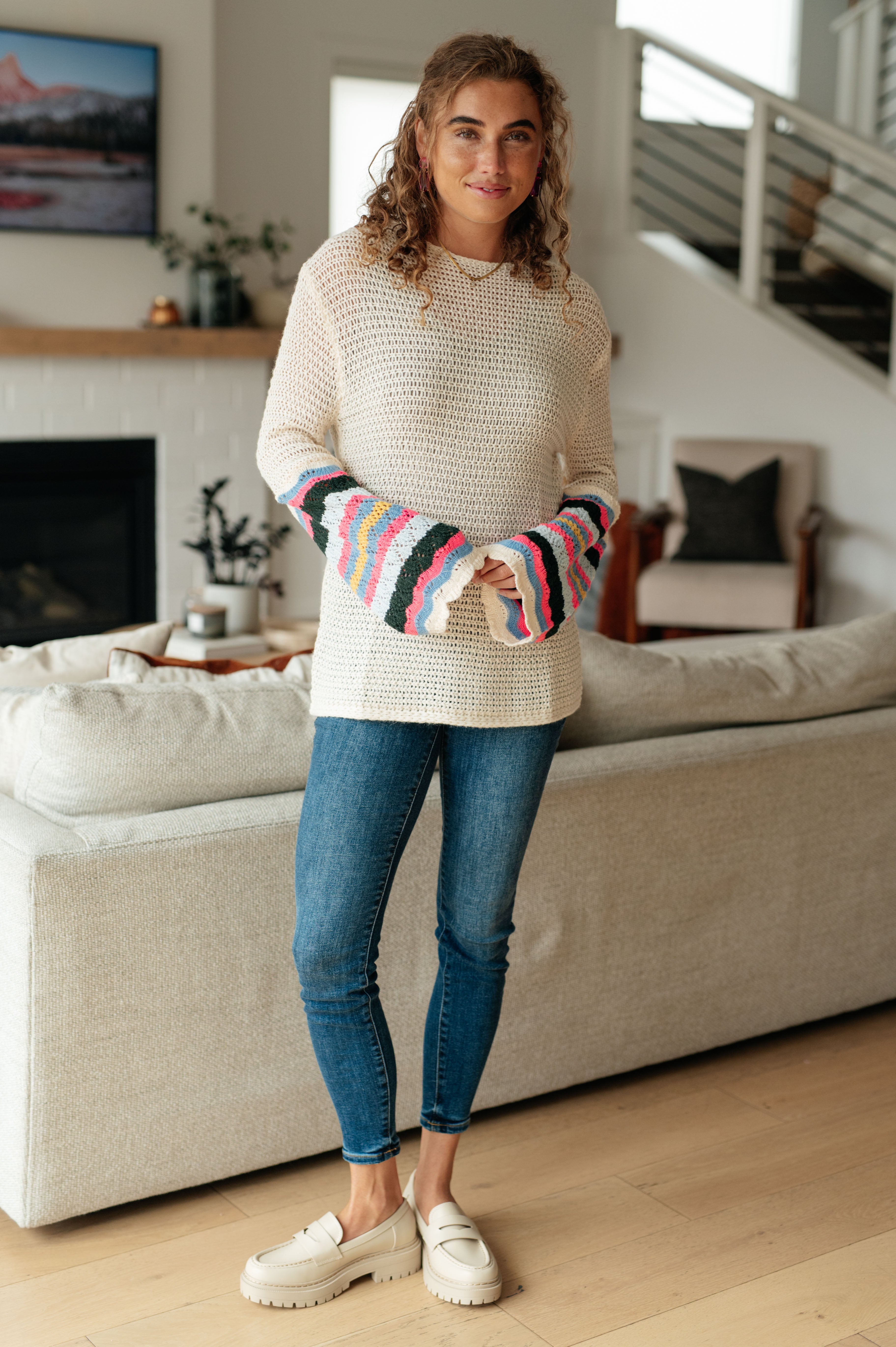 The Story Striped Sleeve Sweater