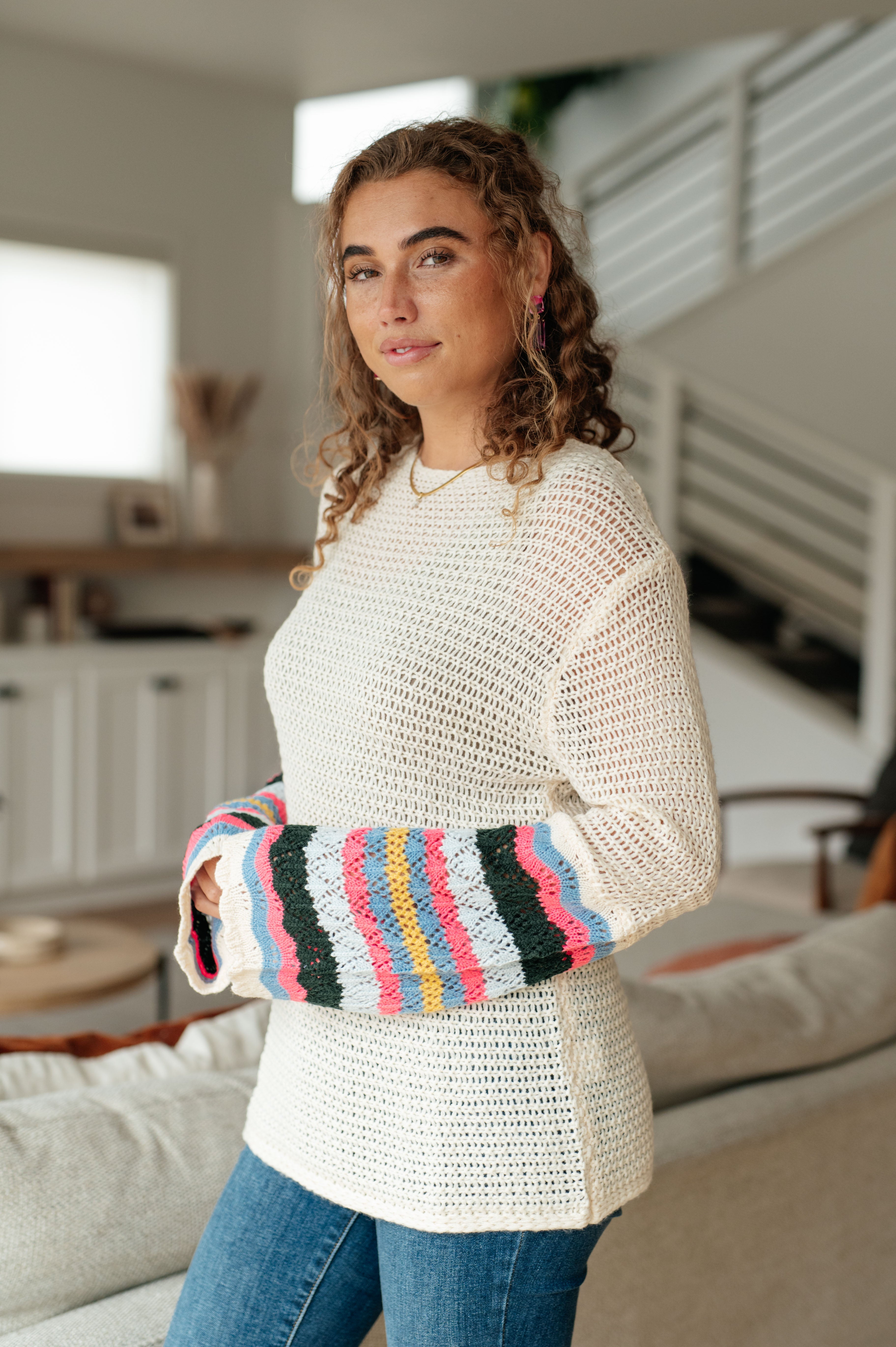 The Story Striped Sleeve Sweater