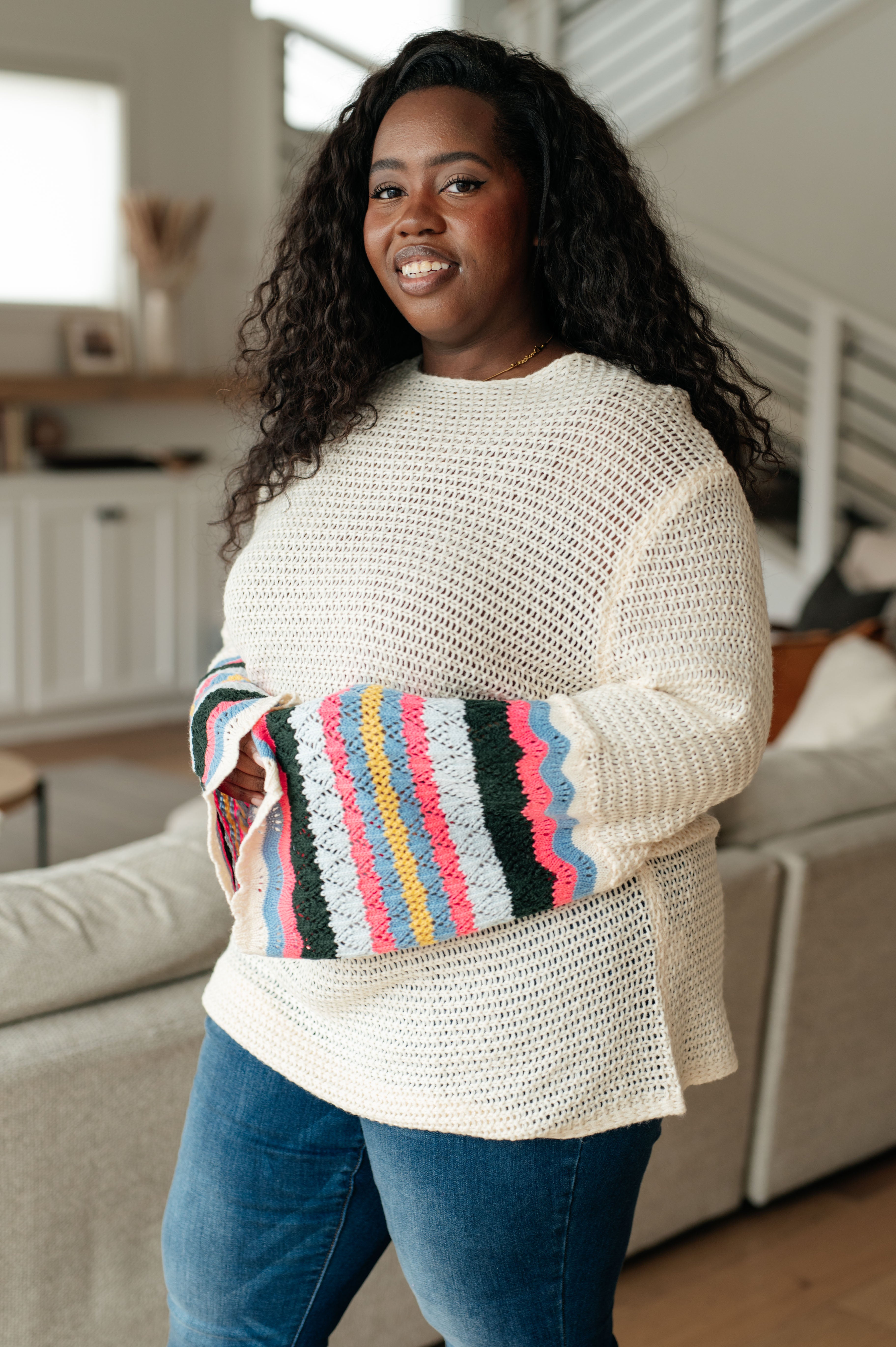 The Story Striped Sleeve Sweater