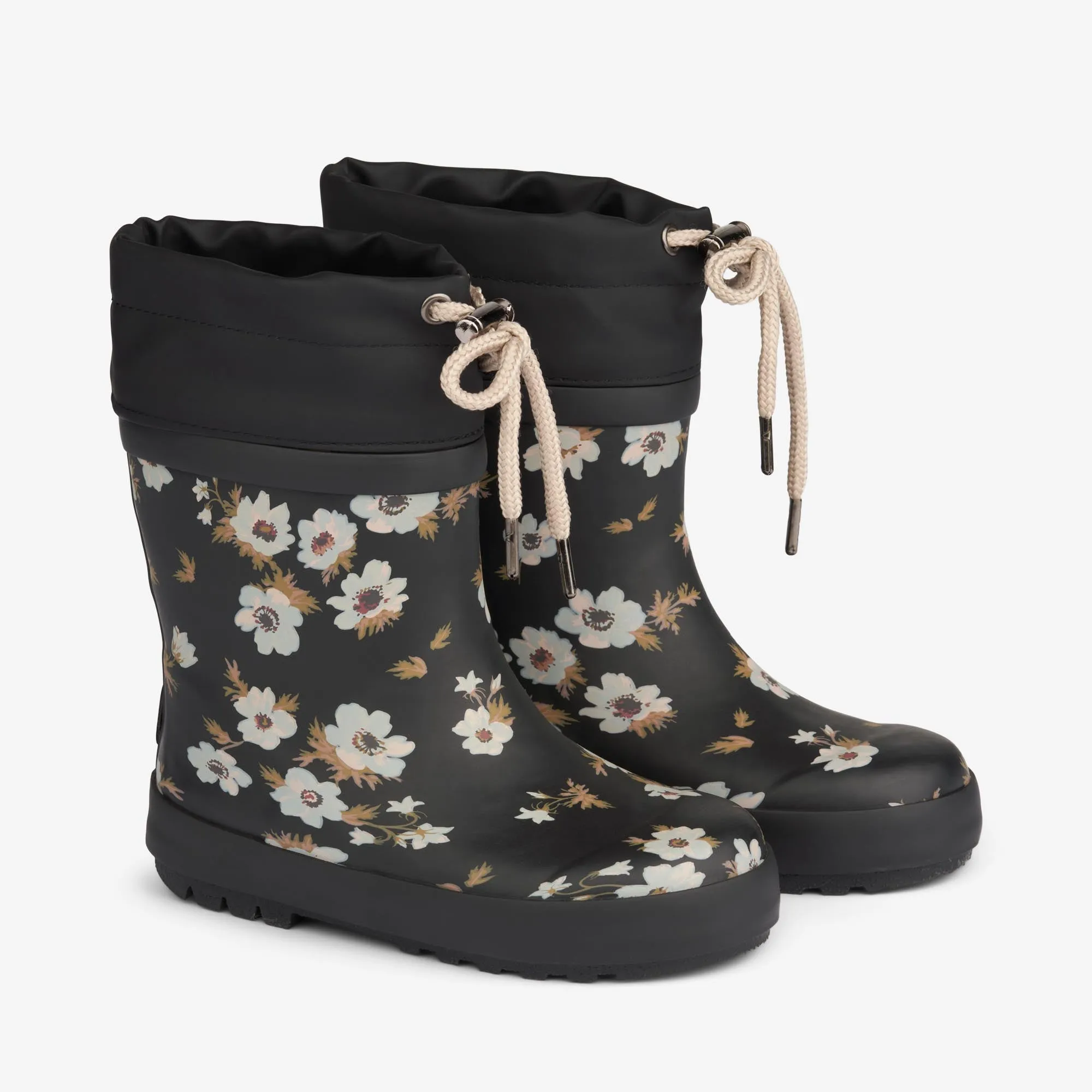 Thermo Rubber Boot Print - black flowers