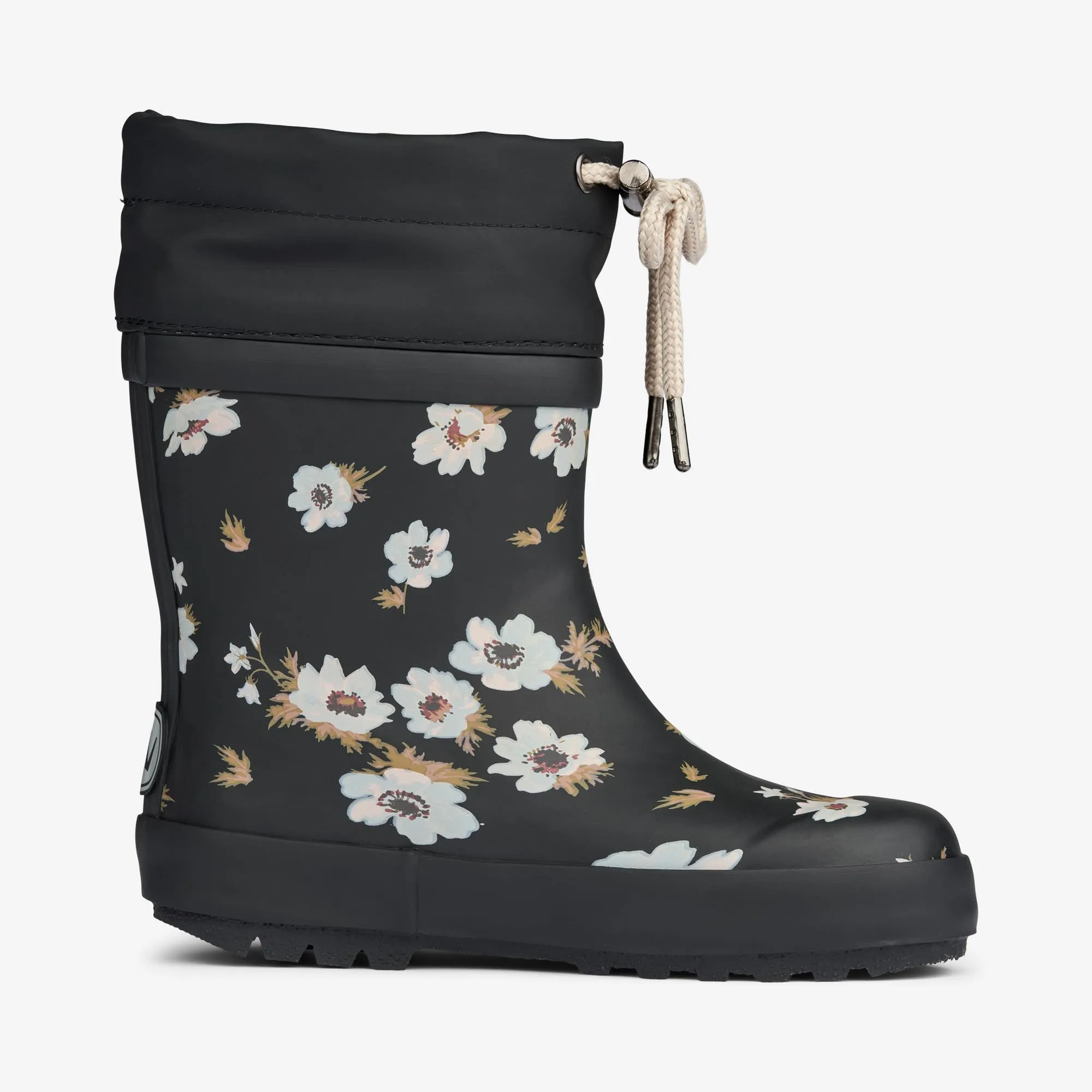 Thermo Rubber Boot Print - black flowers