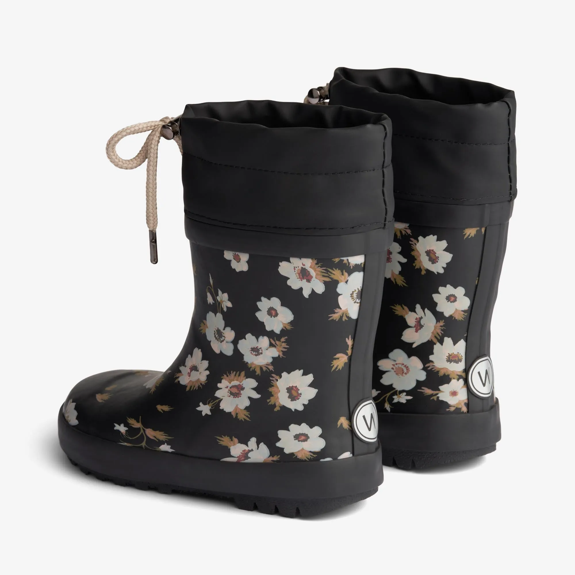 Thermo Rubber Boot Print - black flowers