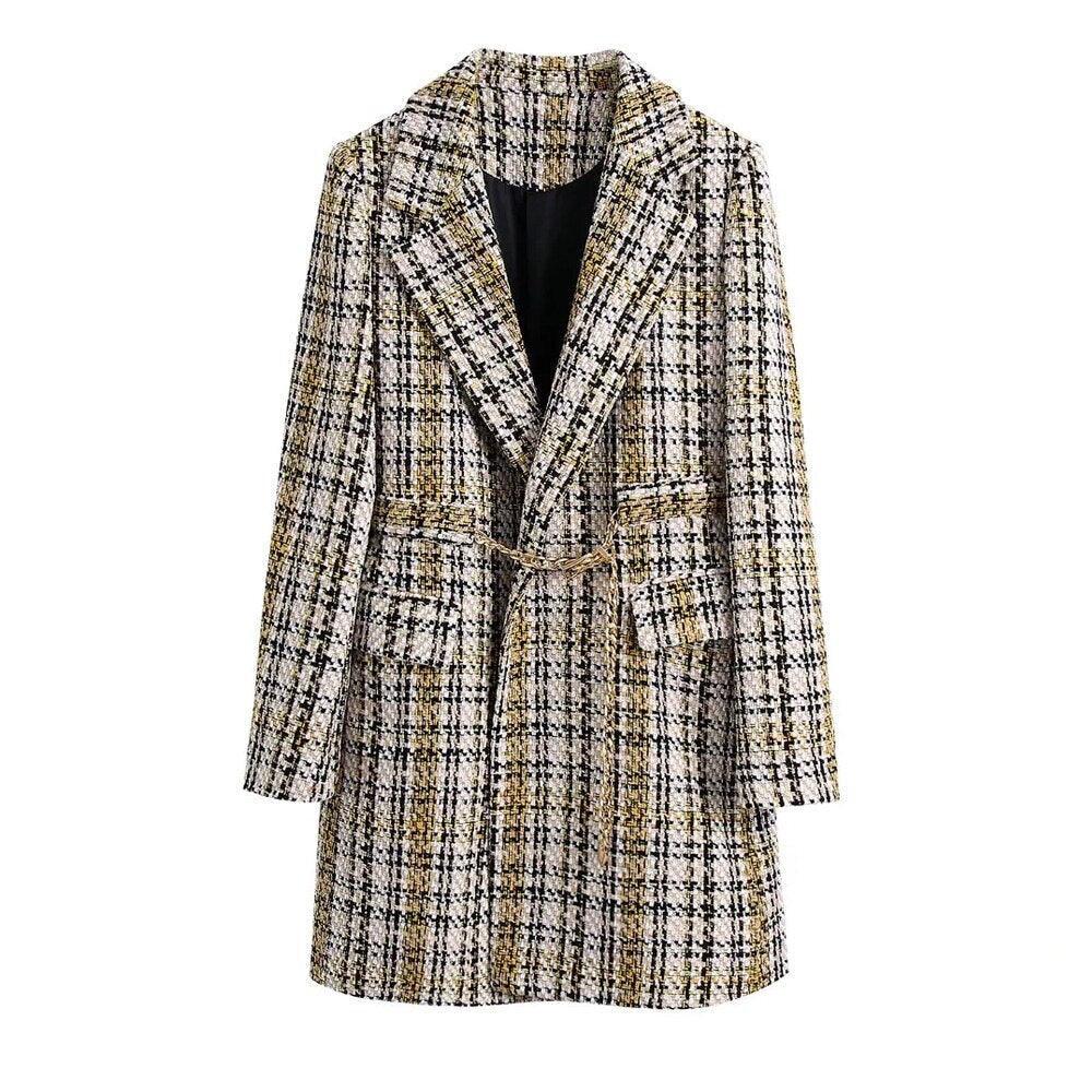 Tweed Plaid Women Coat