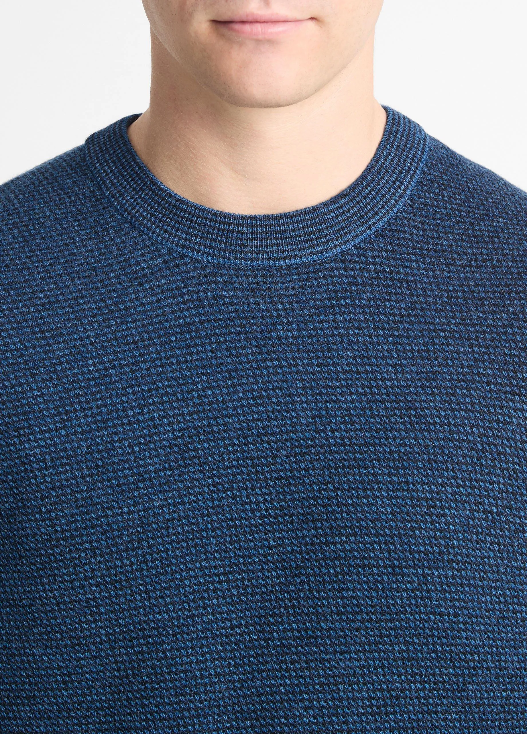 Two-Tone Merino Wool Mesh Sweater