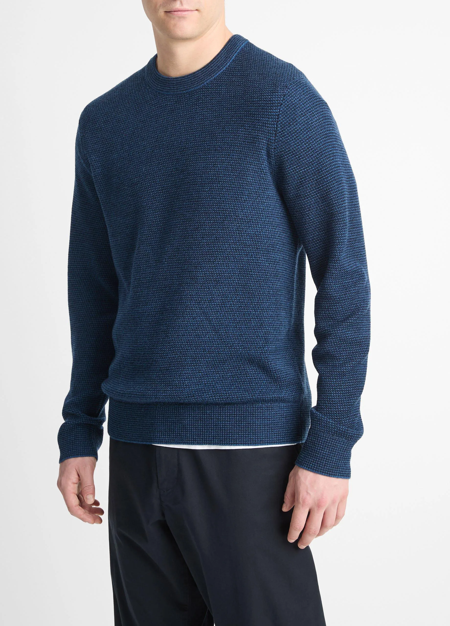 Two-Tone Merino Wool Mesh Sweater