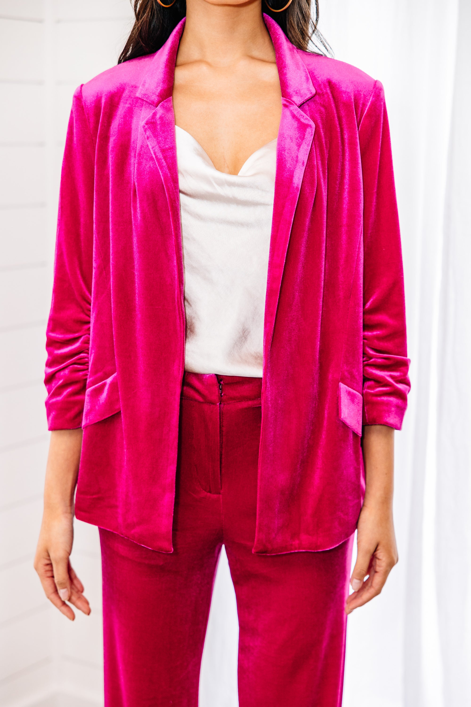 Under Control Magenta Pink Velvet Blazer