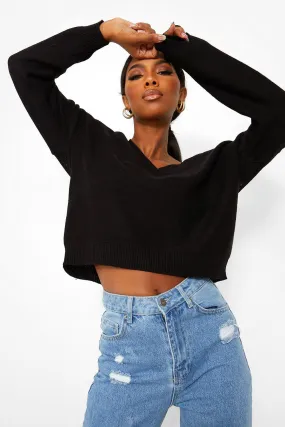 V Neck Crop Sweater