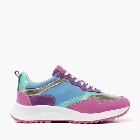 Valencia Leren Dames Sneakers Fuxia