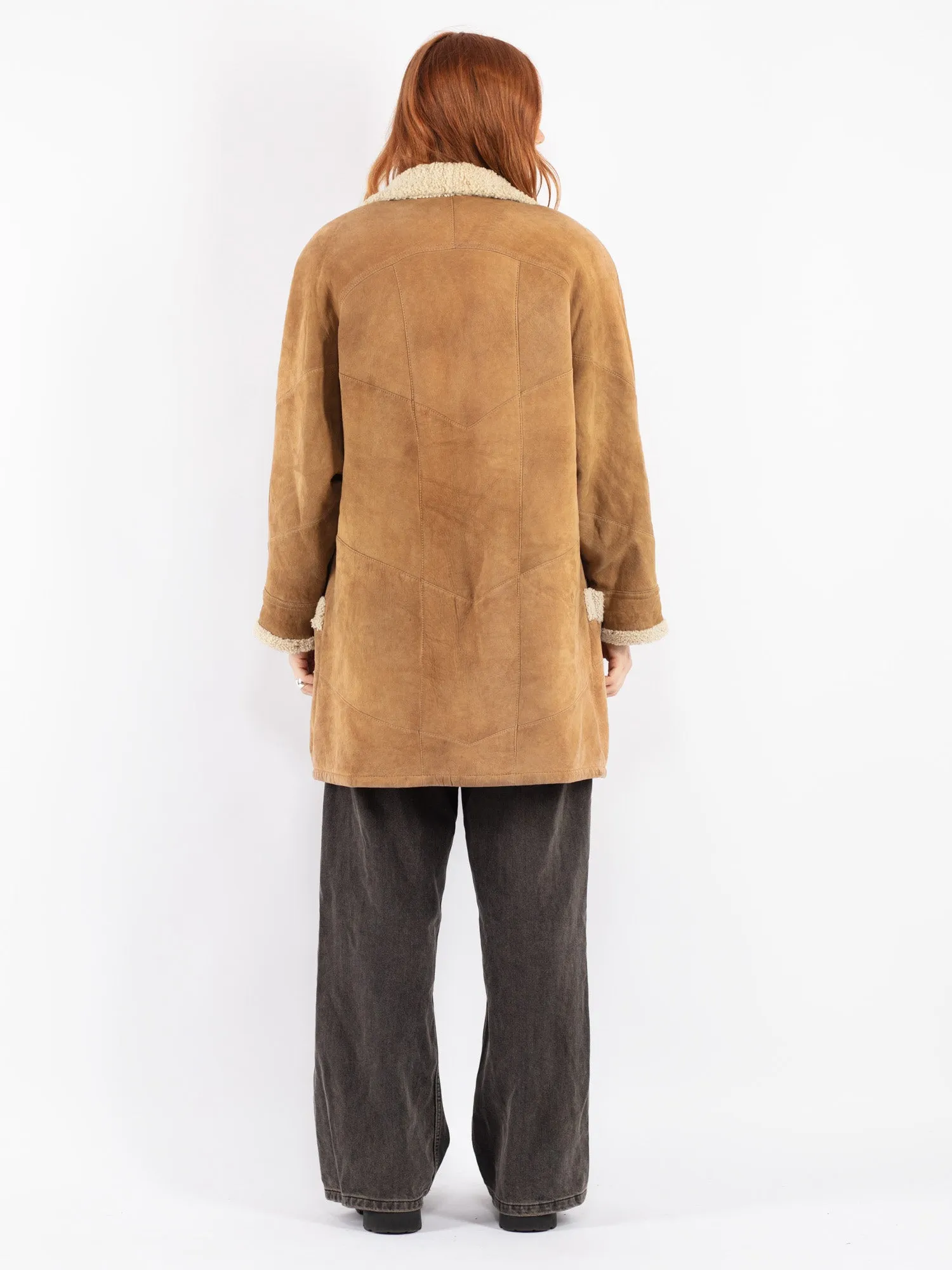 Vintage 80's Women Sheepskin Coat in Brown