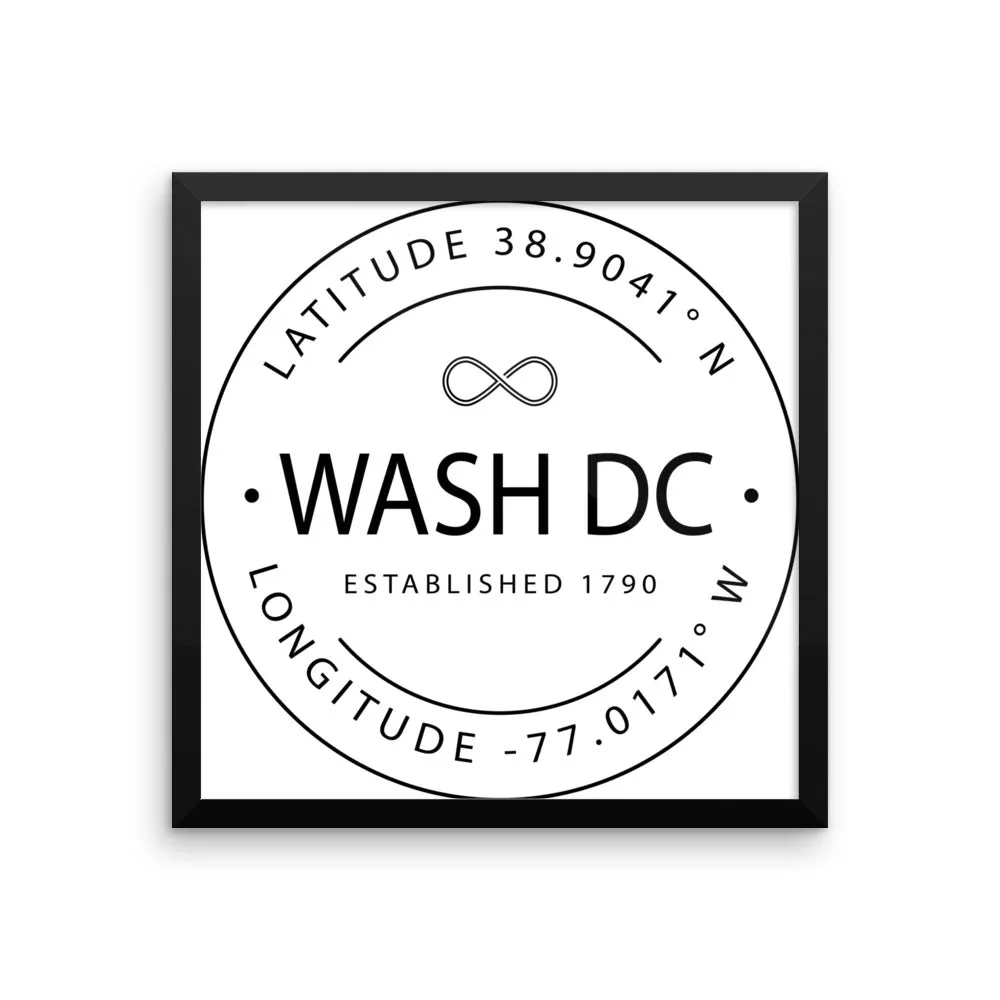 Washington DC - Framed Print - Latitude & Longitude