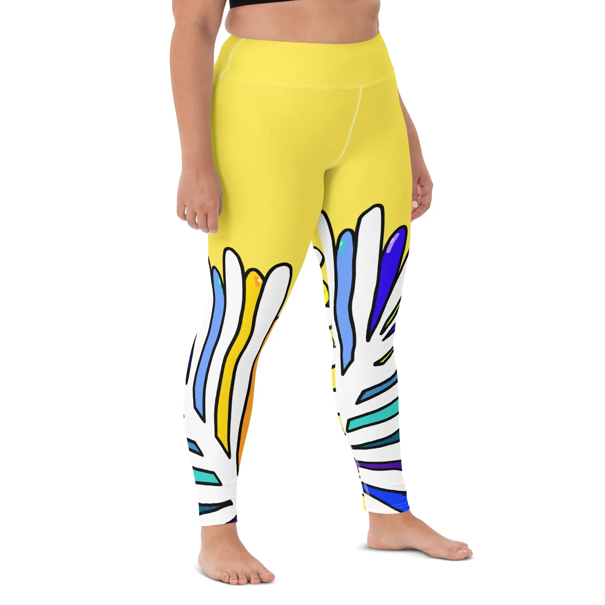 White Leaf Yoga Leggings