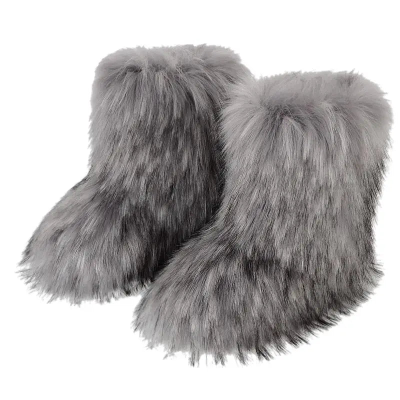 Winter Shoe Women's Winter Fluffy Faux Fox Fur Boots Woman Plush Warm Snow Boots Luxury Footwear Girls' Furry Fur Bottes Fashion