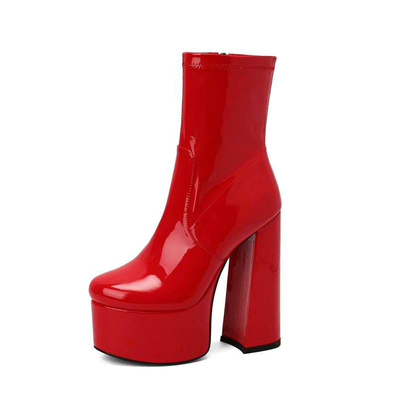 Women's Fashion Western Style Super High Heel Zipper Ankle Boots