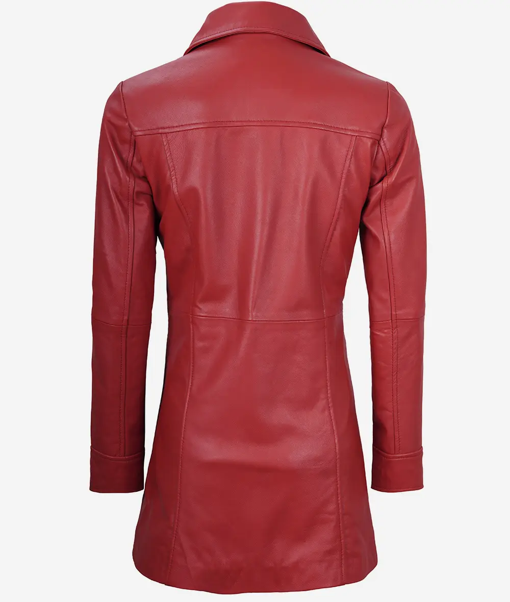 Womens Real Leather Red Coat