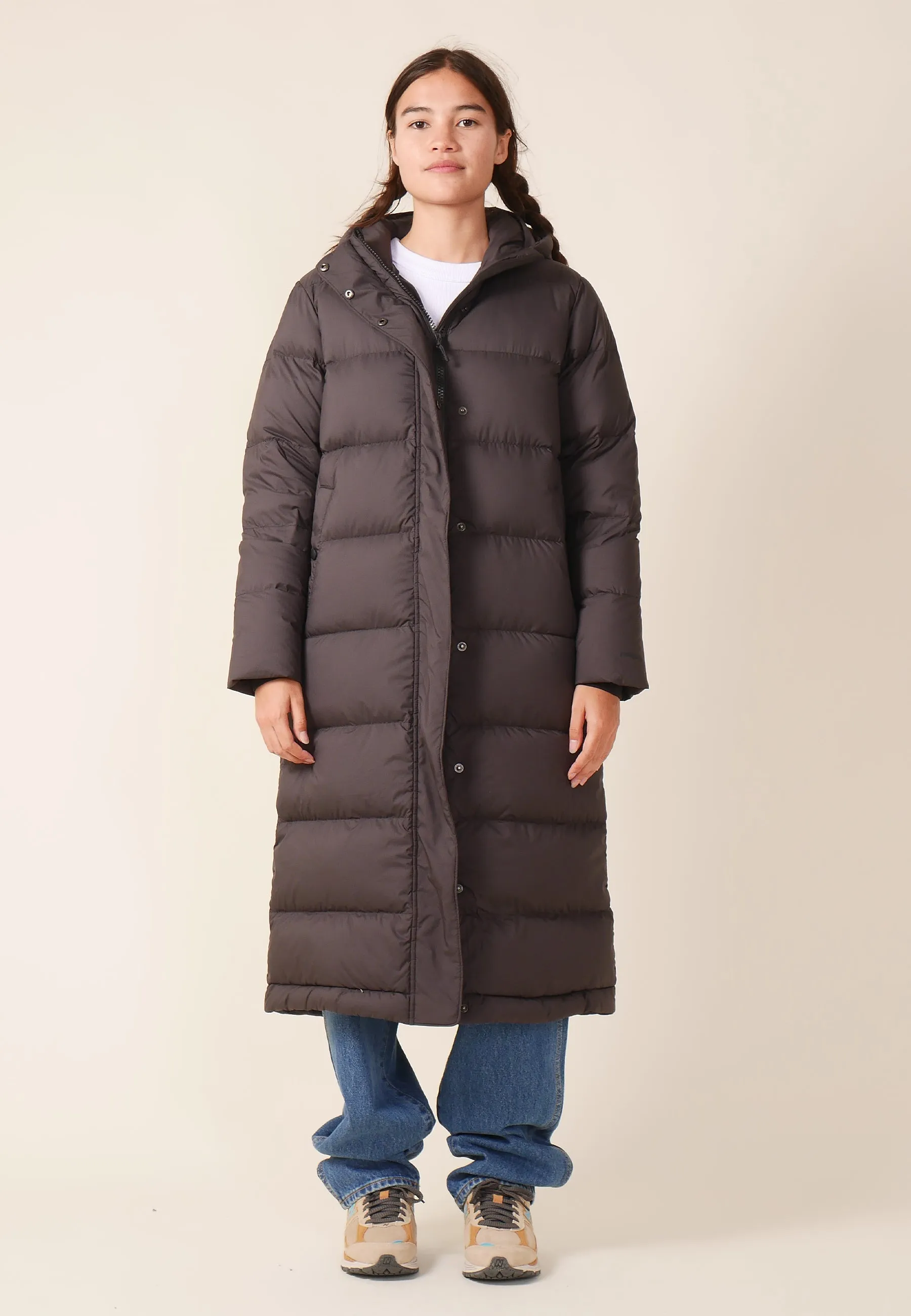 Womens Silent Down Long Parka - black