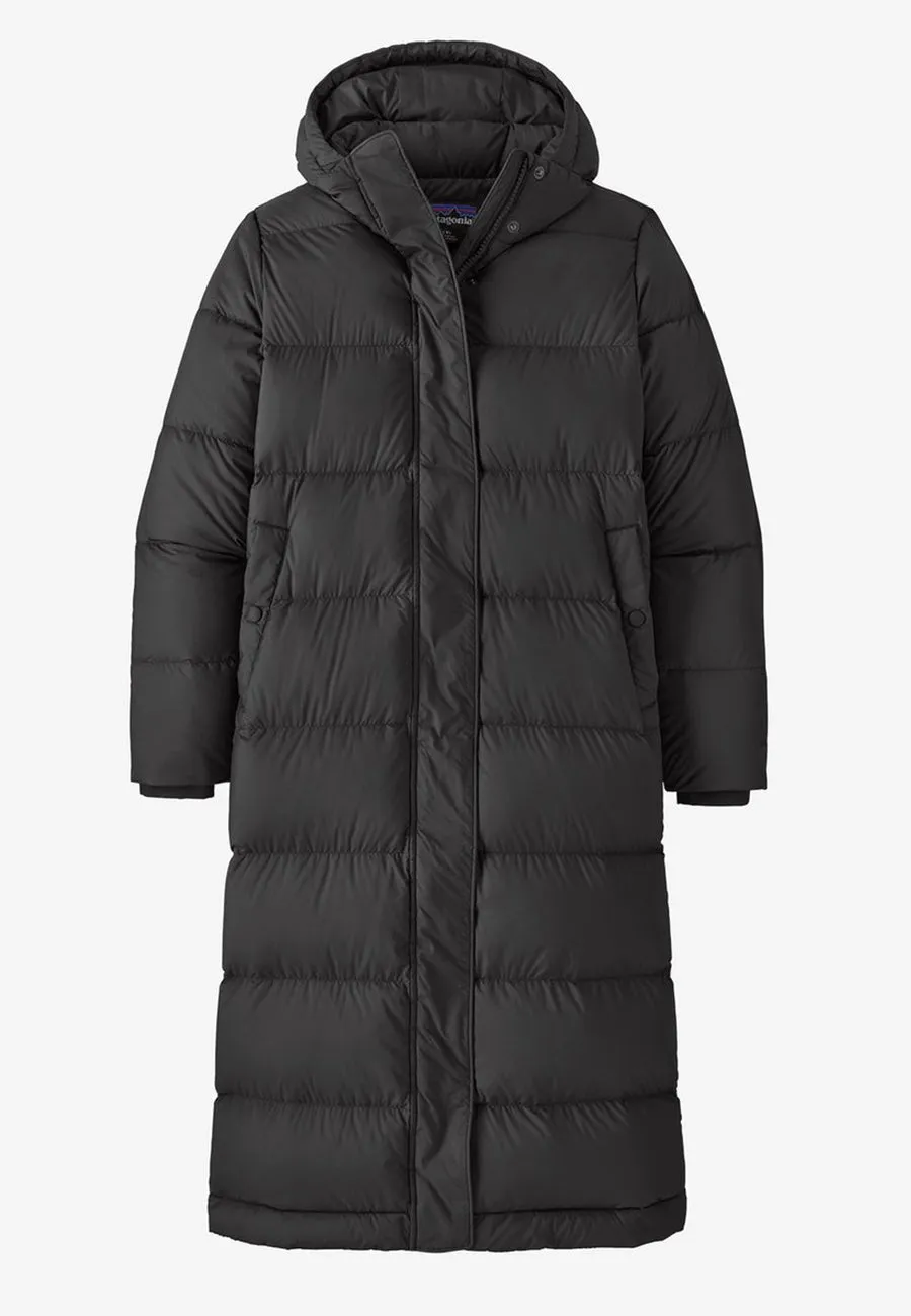 Womens Silent Down Long Parka - black