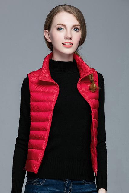 Women's Ultra Light Solid Winter Autumn White Duck Down Vests Jackets