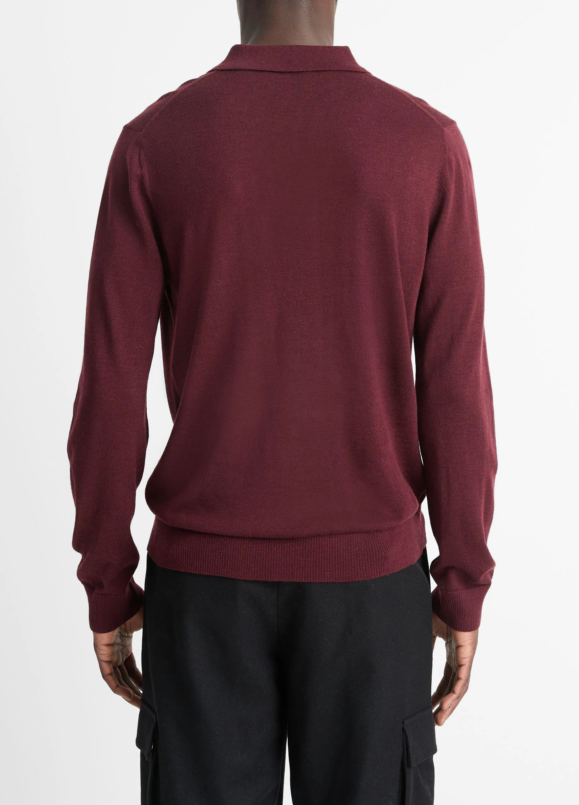 Wool Long-Sleeve Polo Sweater